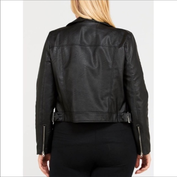✨2X HP✨ Plus Size Black Leather Moto Jacket - Picture 6 of 8